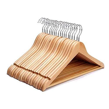 40x Suit Garments Clothes Wooden Coat Hanger Trouser Non-Slip Bar Set Space Save - ZYBUX